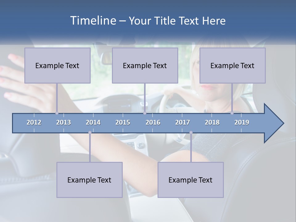 A Woman Driving A Car With Her Hand On The Steering Wheel PowerPoint Template