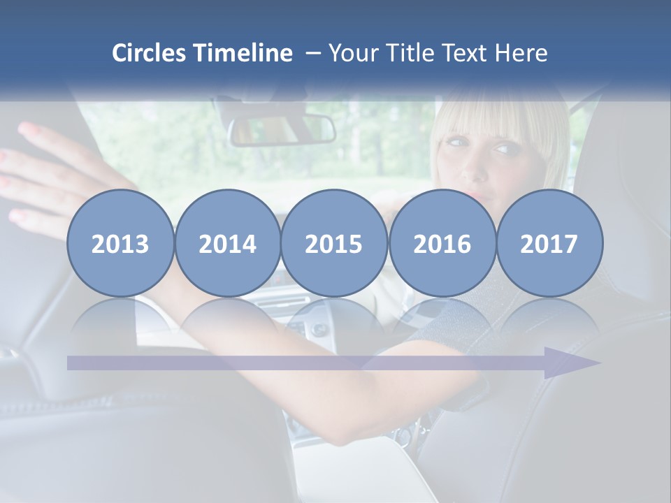 A Woman Driving A Car With Her Hand On The Steering Wheel PowerPoint Template