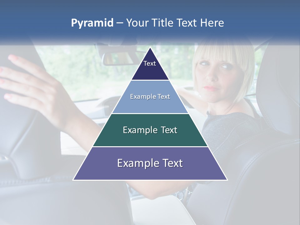 A Woman Driving A Car With Her Hand On The Steering Wheel PowerPoint Template