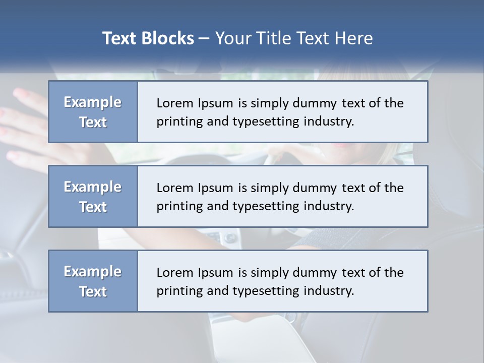 A Woman Driving A Car With Her Hand On The Steering Wheel PowerPoint Template