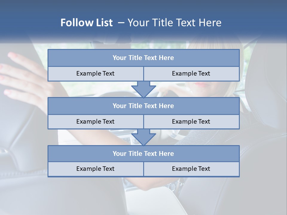 A Woman Driving A Car With Her Hand On The Steering Wheel PowerPoint Template