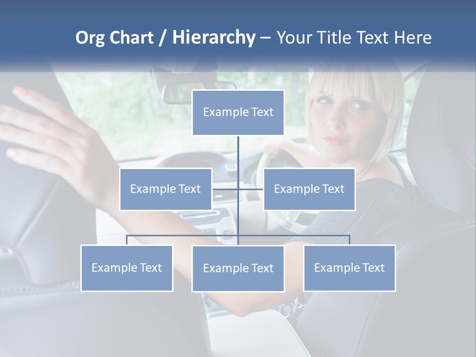 A Woman Driving A Car With Her Hand On The Steering Wheel PowerPoint Template