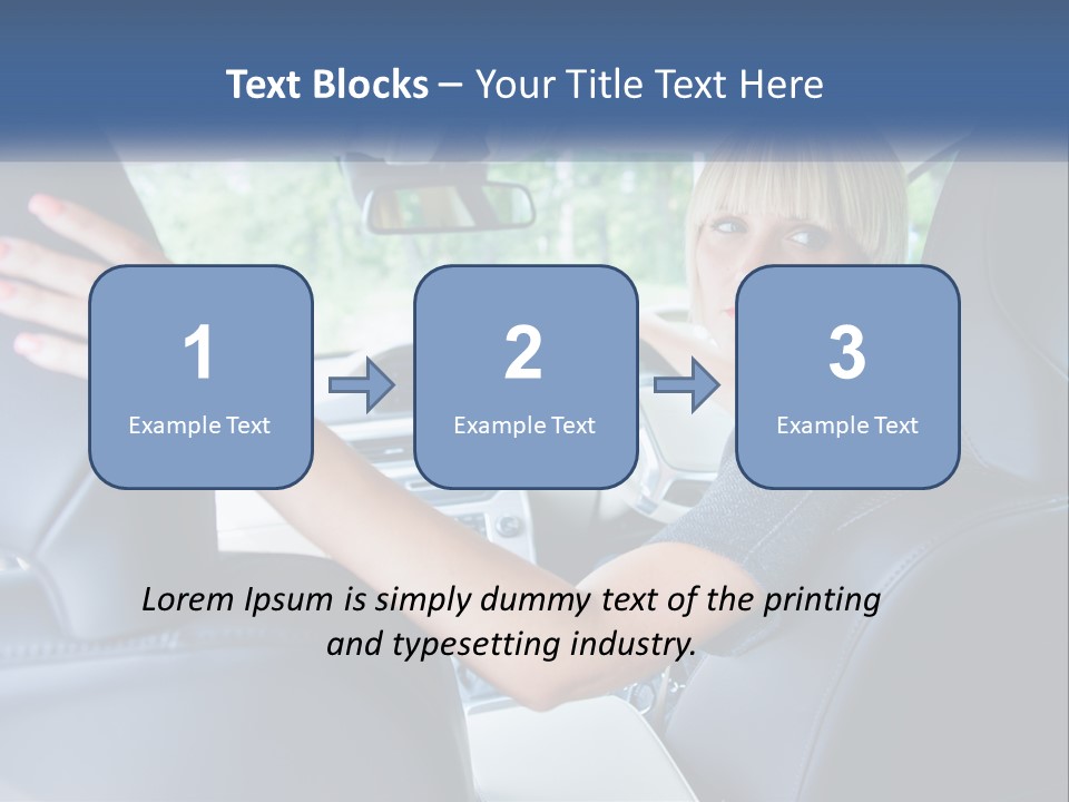 A Woman Driving A Car With Her Hand On The Steering Wheel PowerPoint Template