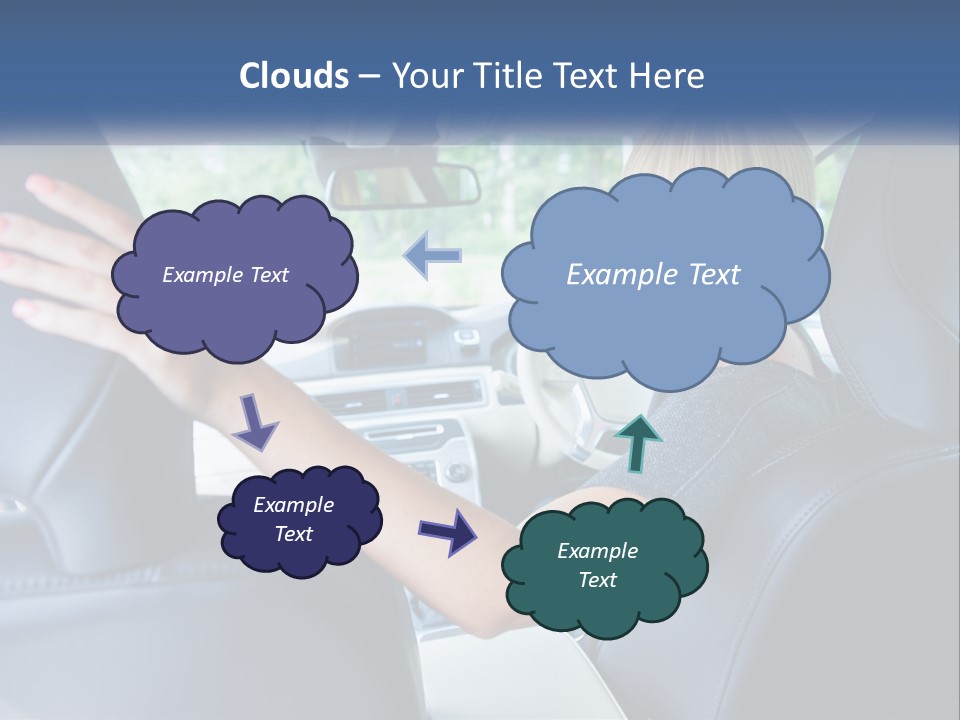 A Woman Driving A Car With Her Hand On The Steering Wheel PowerPoint Template