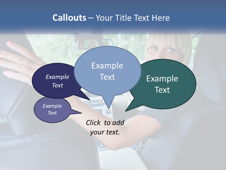 A Woman Driving A Car With Her Hand On The Steering Wheel PowerPoint Template