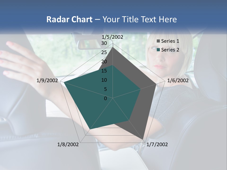 A Woman Driving A Car With Her Hand On The Steering Wheel PowerPoint Template