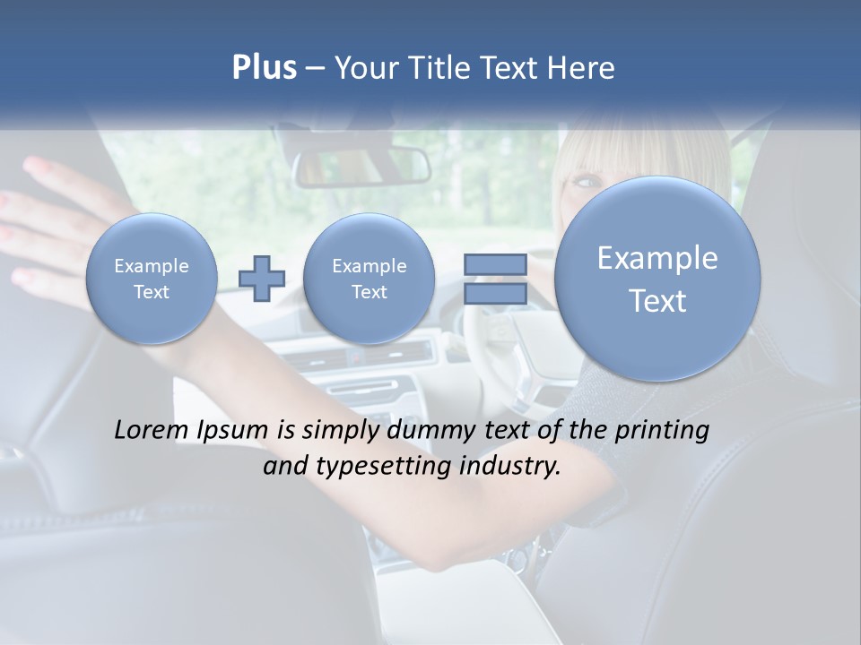 A Woman Driving A Car With Her Hand On The Steering Wheel PowerPoint Template