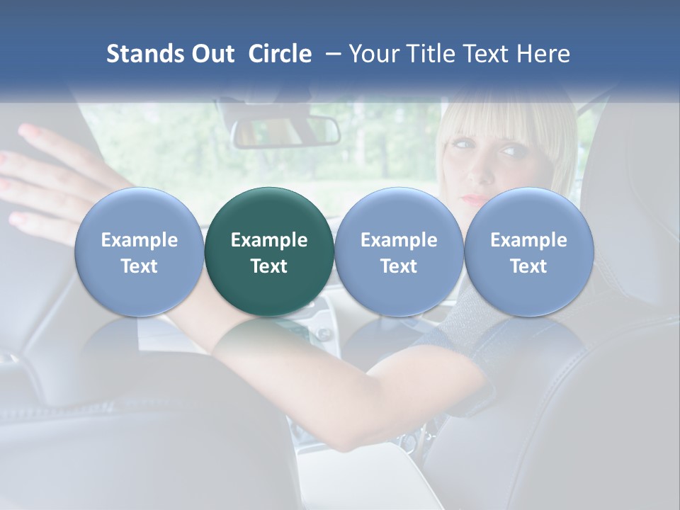 A Woman Driving A Car With Her Hand On The Steering Wheel PowerPoint Template
