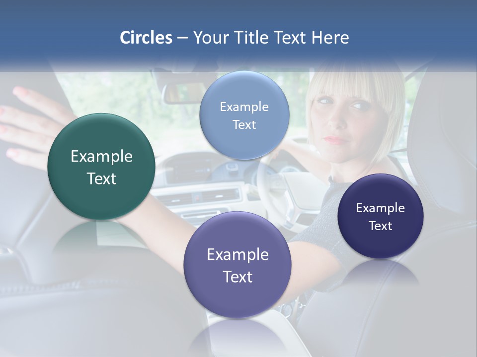 A Woman Driving A Car With Her Hand On The Steering Wheel PowerPoint Template