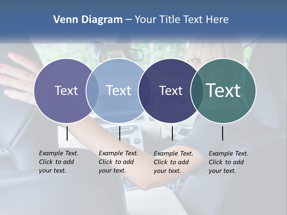 A Woman Driving A Car With Her Hand On The Steering Wheel PowerPoint Template