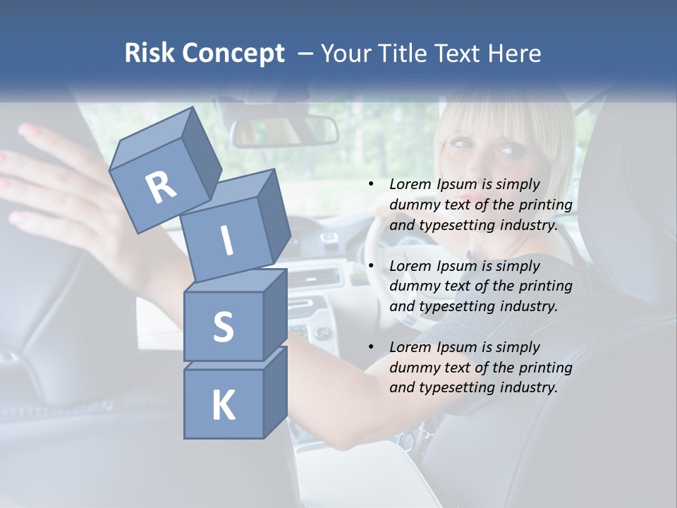 A Woman Driving A Car With Her Hand On The Steering Wheel PowerPoint Template