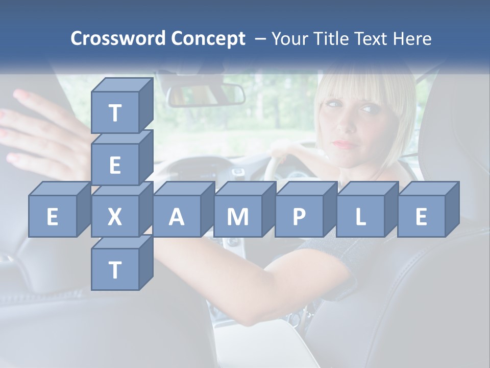 A Woman Driving A Car With Her Hand On The Steering Wheel PowerPoint Template