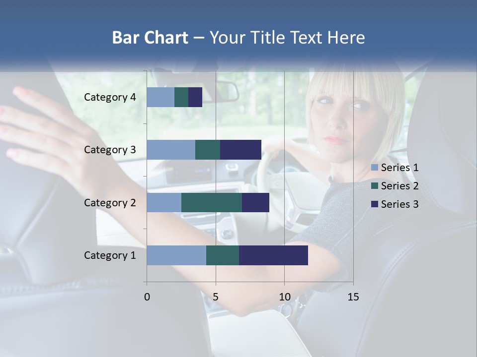 A Woman Driving A Car With Her Hand On The Steering Wheel PowerPoint Template