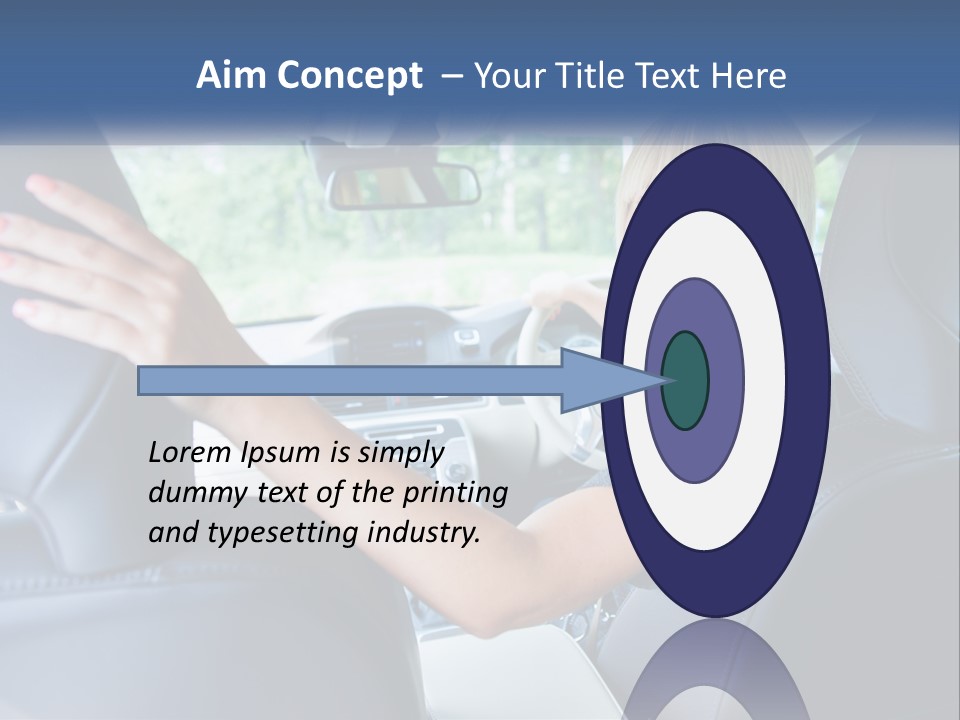 A Woman Driving A Car With Her Hand On The Steering Wheel PowerPoint Template