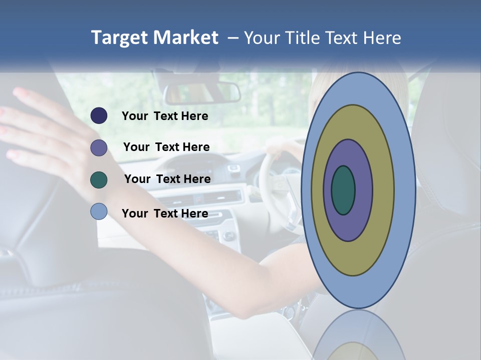 A Woman Driving A Car With Her Hand On The Steering Wheel PowerPoint Template