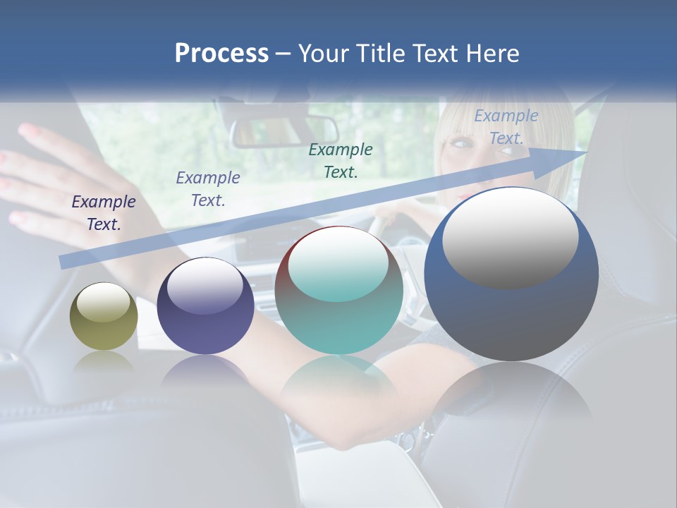A Woman Driving A Car With Her Hand On The Steering Wheel PowerPoint Template