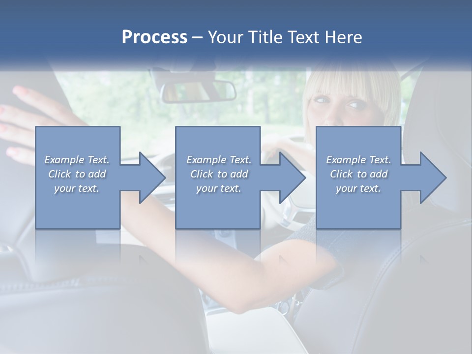 A Woman Driving A Car With Her Hand On The Steering Wheel PowerPoint Template