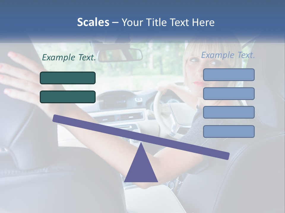 A Woman Driving A Car With Her Hand On The Steering Wheel PowerPoint Template