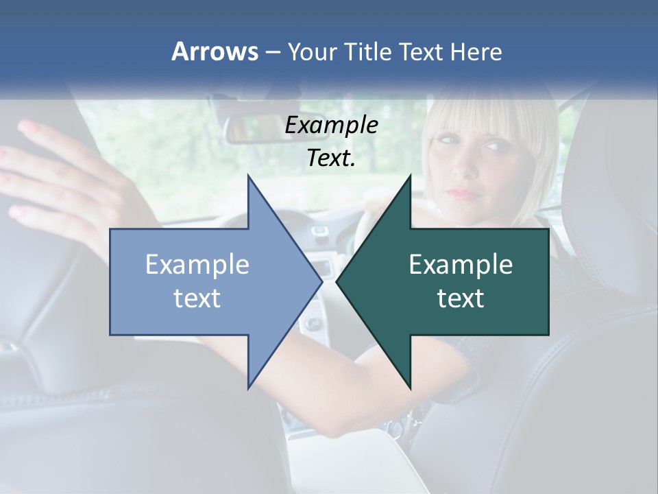 A Woman Driving A Car With Her Hand On The Steering Wheel PowerPoint Template