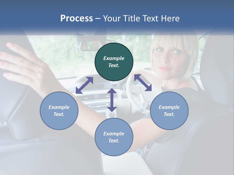 A Woman Driving A Car With Her Hand On The Steering Wheel PowerPoint Template