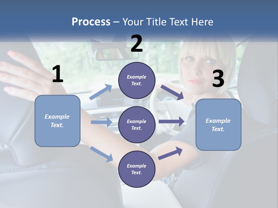 A Woman Driving A Car With Her Hand On The Steering Wheel PowerPoint Template