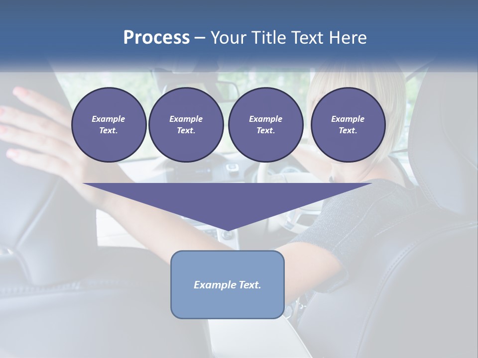 A Woman Driving A Car With Her Hand On The Steering Wheel PowerPoint Template