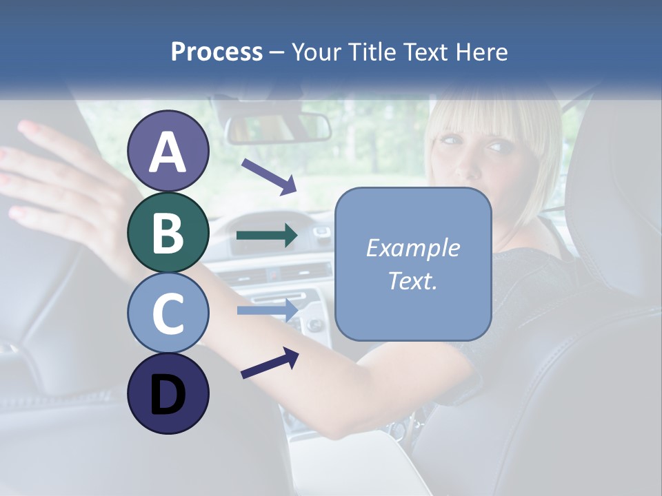 A Woman Driving A Car With Her Hand On The Steering Wheel PowerPoint Template