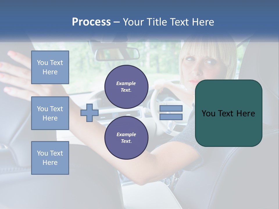 A Woman Driving A Car With Her Hand On The Steering Wheel PowerPoint Template