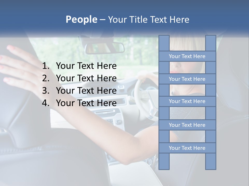 A Woman Driving A Car With Her Hand On The Steering Wheel PowerPoint Template