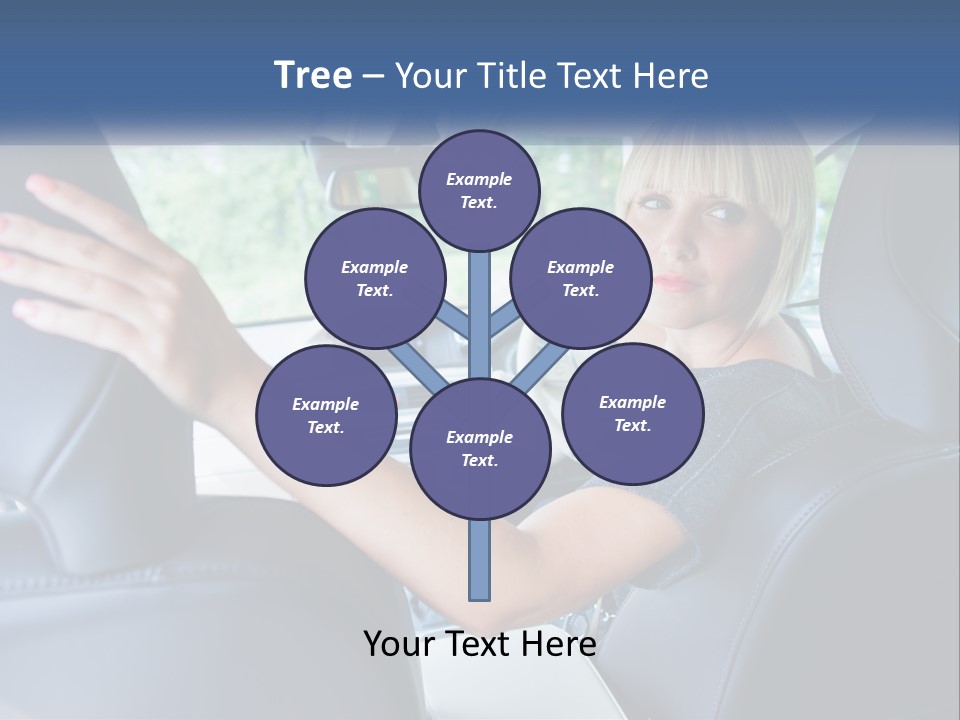 A Woman Driving A Car With Her Hand On The Steering Wheel PowerPoint Template