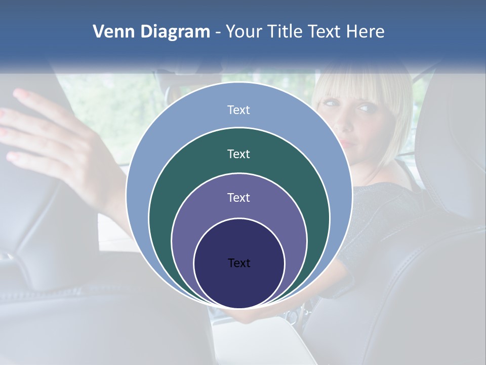 A Woman Driving A Car With Her Hand On The Steering Wheel PowerPoint Template