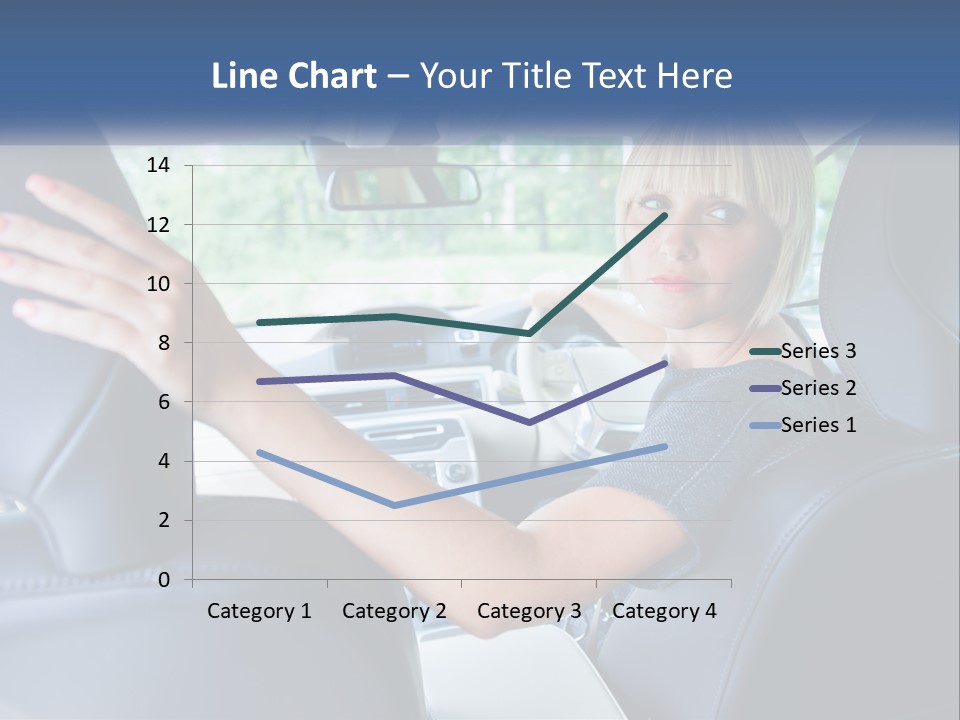 A Woman Driving A Car With Her Hand On The Steering Wheel PowerPoint Template