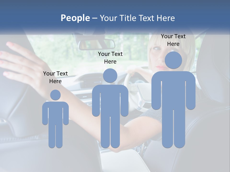 A Woman Driving A Car With Her Hand On The Steering Wheel PowerPoint Template