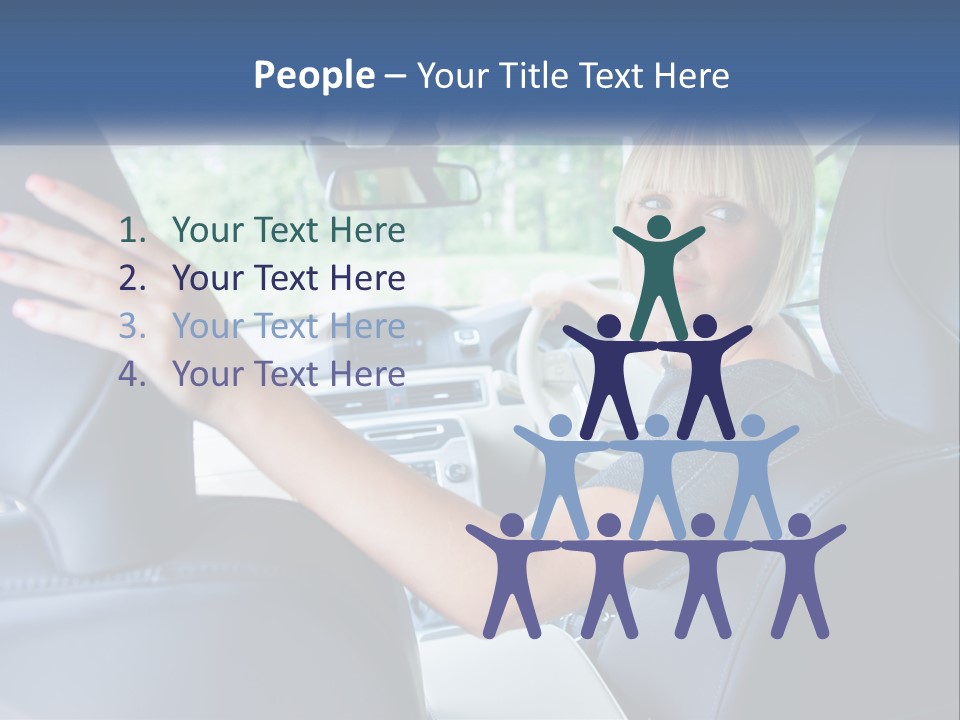 A Woman Driving A Car With Her Hand On The Steering Wheel PowerPoint Template