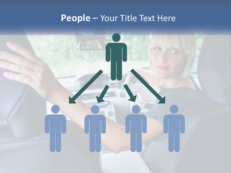 A Woman Driving A Car With Her Hand On The Steering Wheel PowerPoint Template