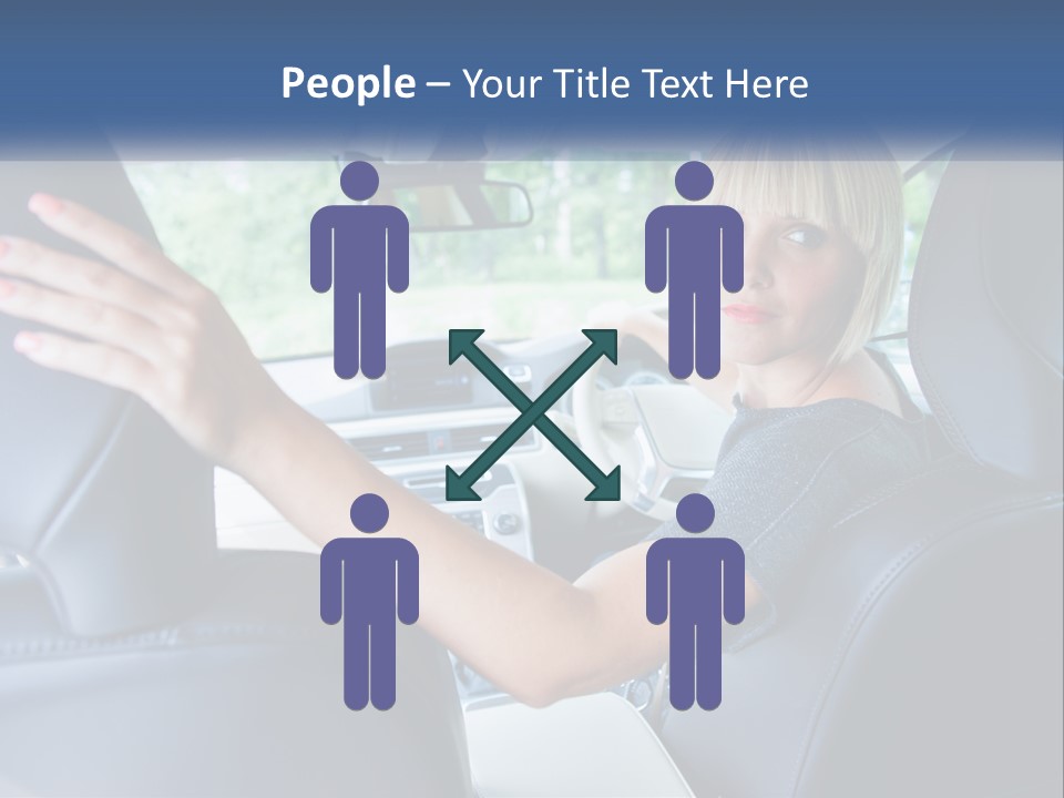 A Woman Driving A Car With Her Hand On The Steering Wheel PowerPoint Template