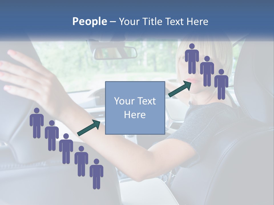 A Woman Driving A Car With Her Hand On The Steering Wheel PowerPoint Template