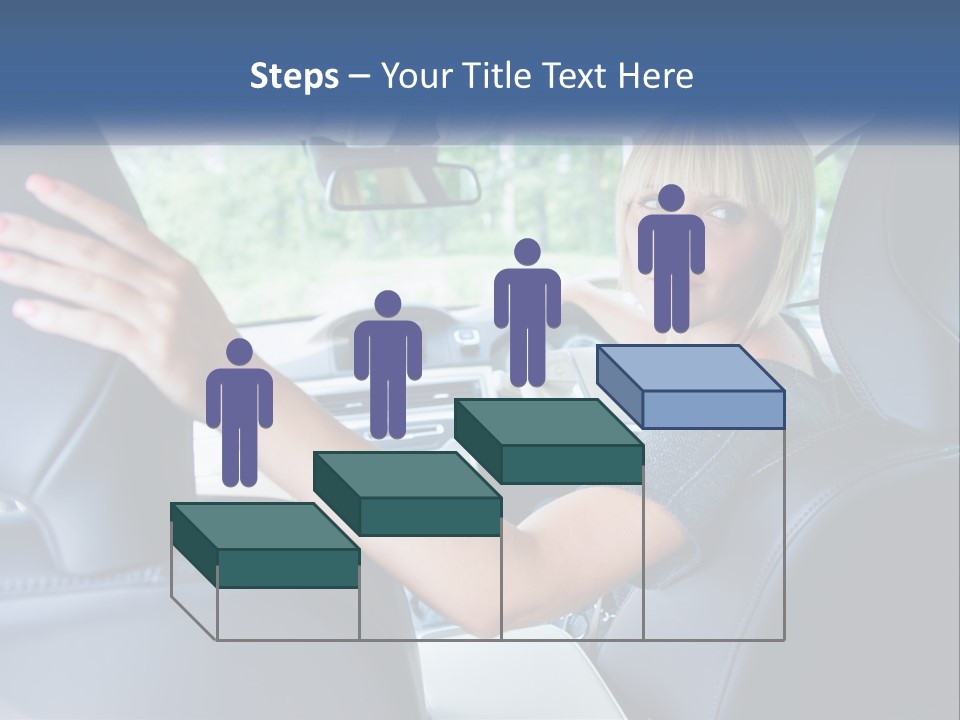 A Woman Driving A Car With Her Hand On The Steering Wheel PowerPoint Template