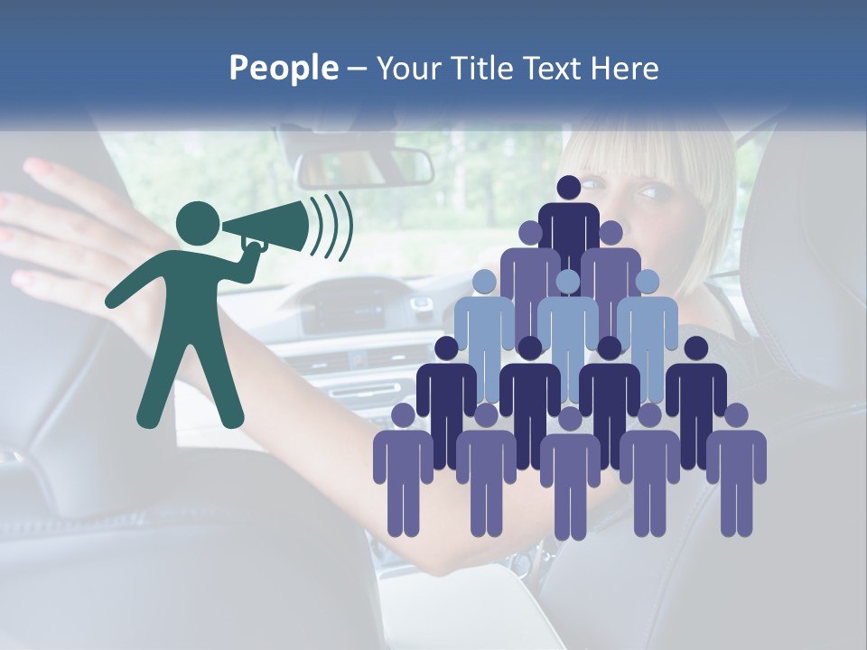 A Woman Driving A Car With Her Hand On The Steering Wheel PowerPoint Template