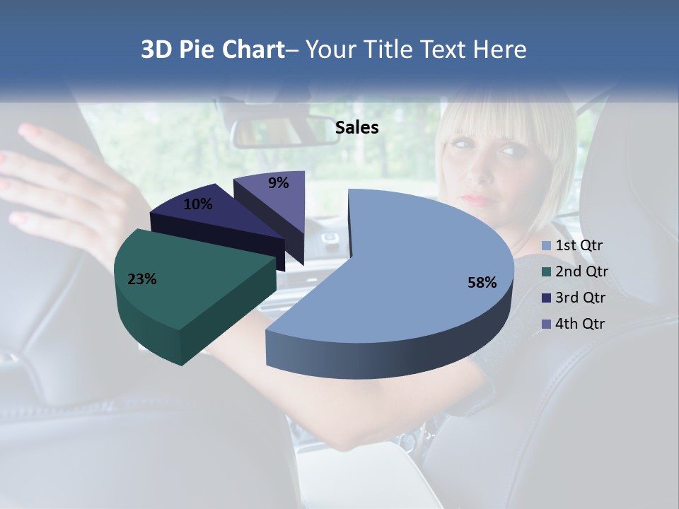 A Woman Driving A Car With Her Hand On The Steering Wheel PowerPoint Template