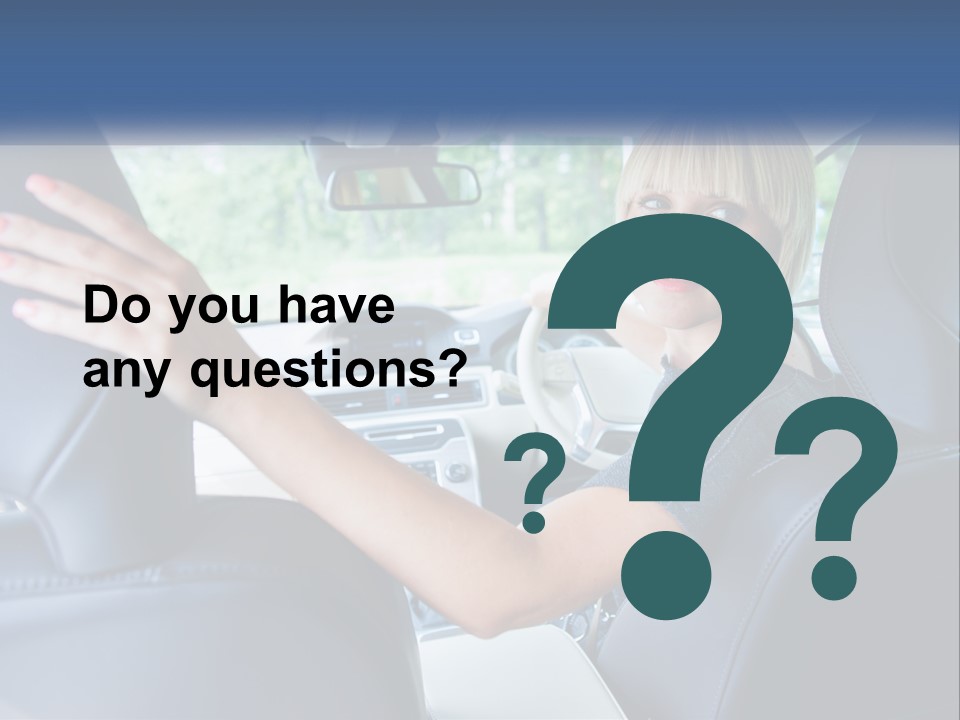 A Woman Driving A Car With Her Hand On The Steering Wheel PowerPoint Template