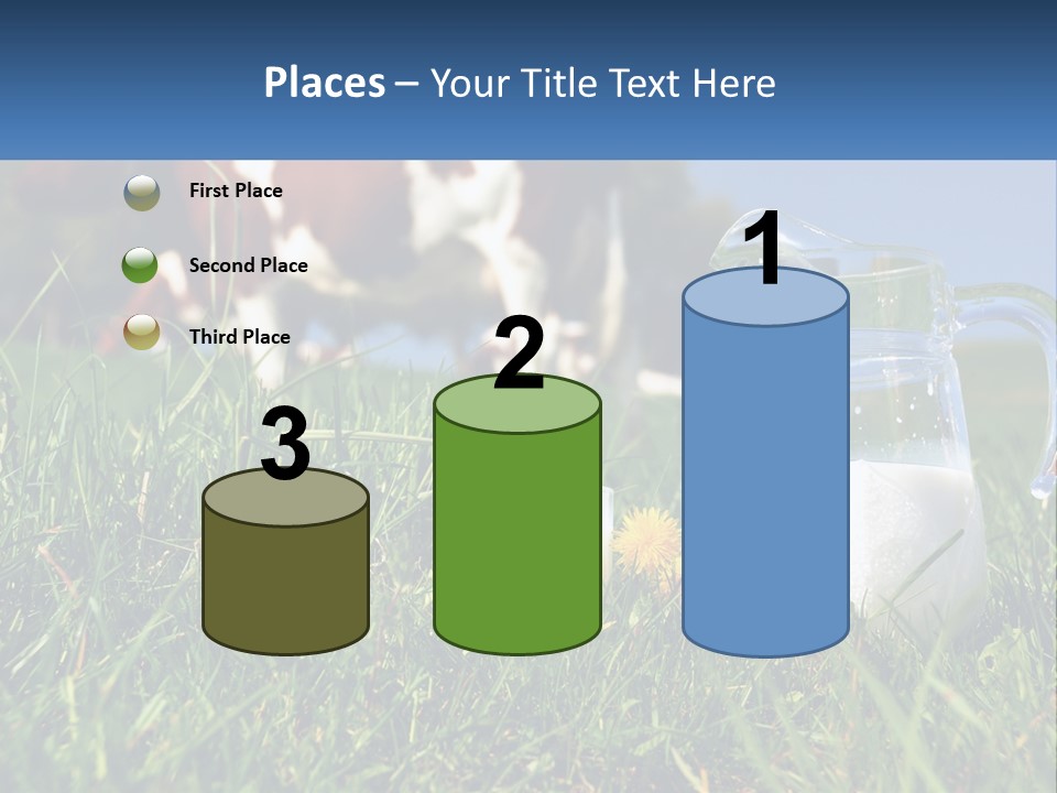 A Cow And A Pitcher Of Milk In A Field PowerPoint Template