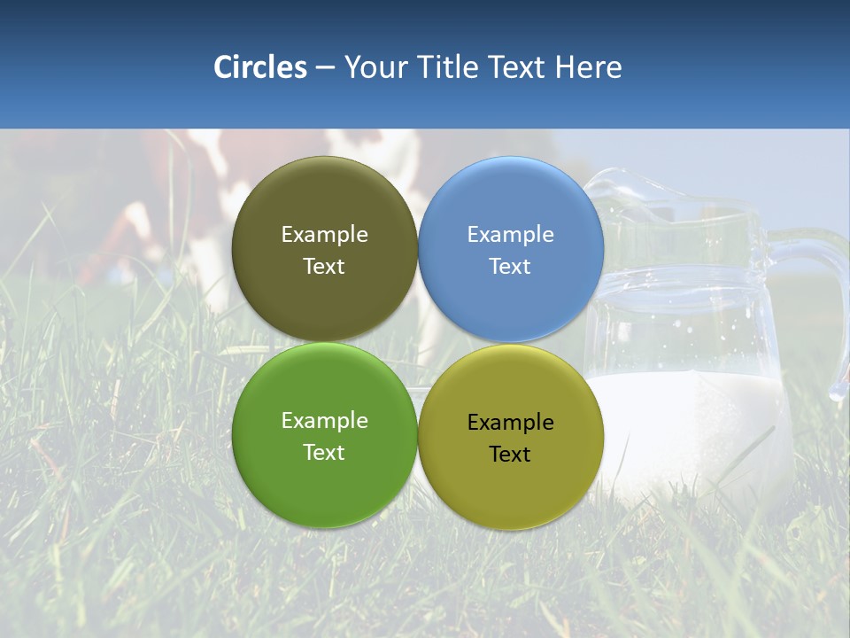 A Cow And A Pitcher Of Milk In A Field PowerPoint Template