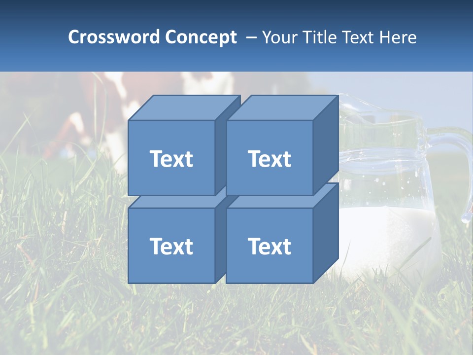 A Cow And A Pitcher Of Milk In A Field PowerPoint Template
