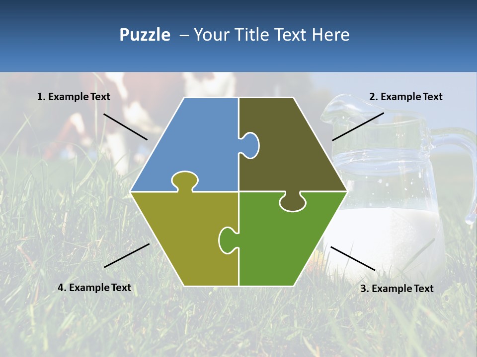 A Cow And A Pitcher Of Milk In A Field PowerPoint Template