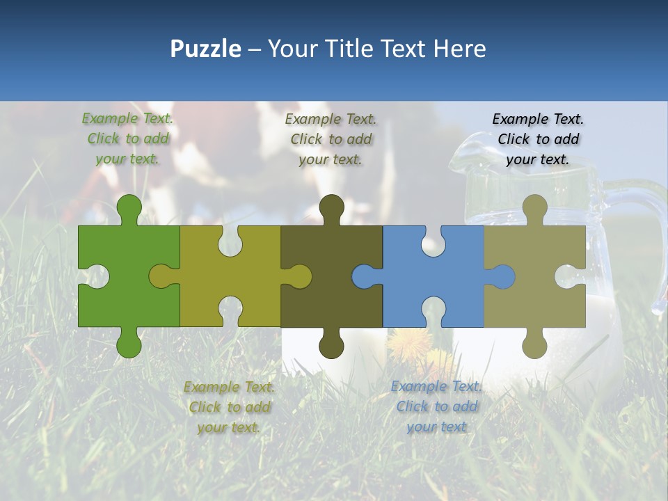 A Cow And A Pitcher Of Milk In A Field PowerPoint Template