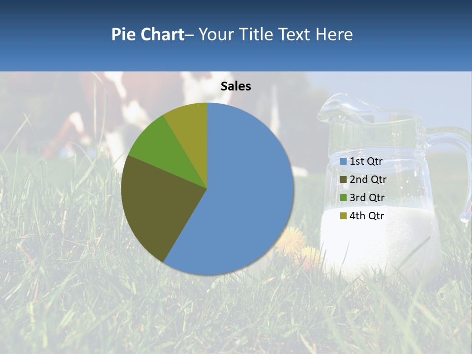 A Cow And A Pitcher Of Milk In A Field PowerPoint Template