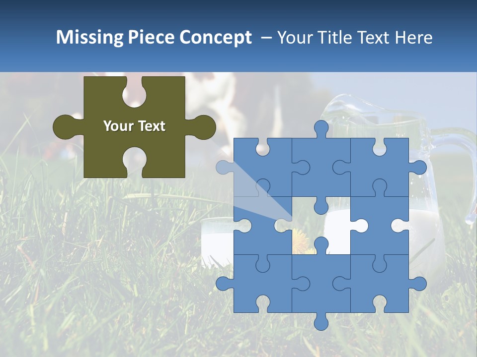 A Cow And A Pitcher Of Milk In A Field PowerPoint Template