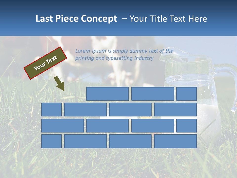 A Cow And A Pitcher Of Milk In A Field PowerPoint Template