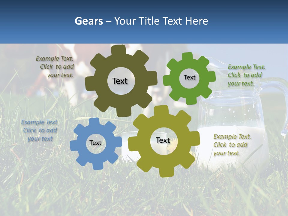 A Cow And A Pitcher Of Milk In A Field PowerPoint Template